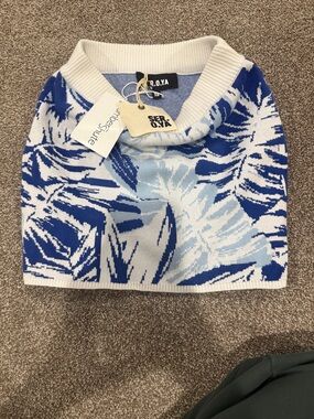 SER.O.YA White & Blue Abstract Print Sweater skirt